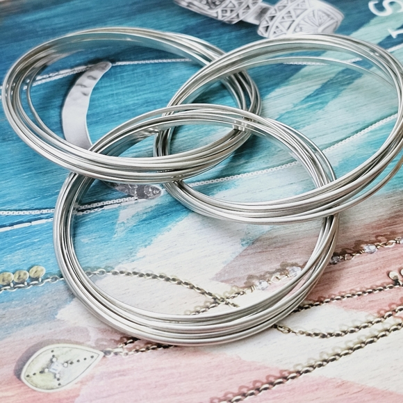 Silpada Sterling Silver 21 Bangle Salute Interlocking Bracelets MEDIUM B0640 - Picture 6 of 14